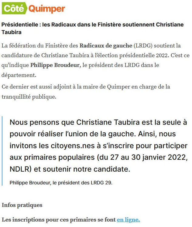 Soutien Christiane Taubira Présidentielles 2022